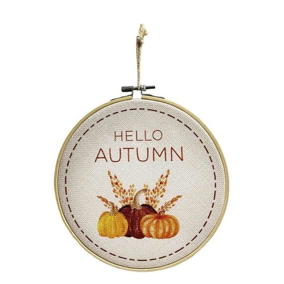 HELLO AUTUMN Hoop Hanging Wall Decoration Decor cozy autumn vibes office dorm - Picture 2 of 7